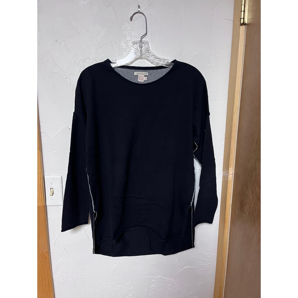 Carbon2Cobalt‎ Black Cotton Cashmere Blend Long Sleeve Top M